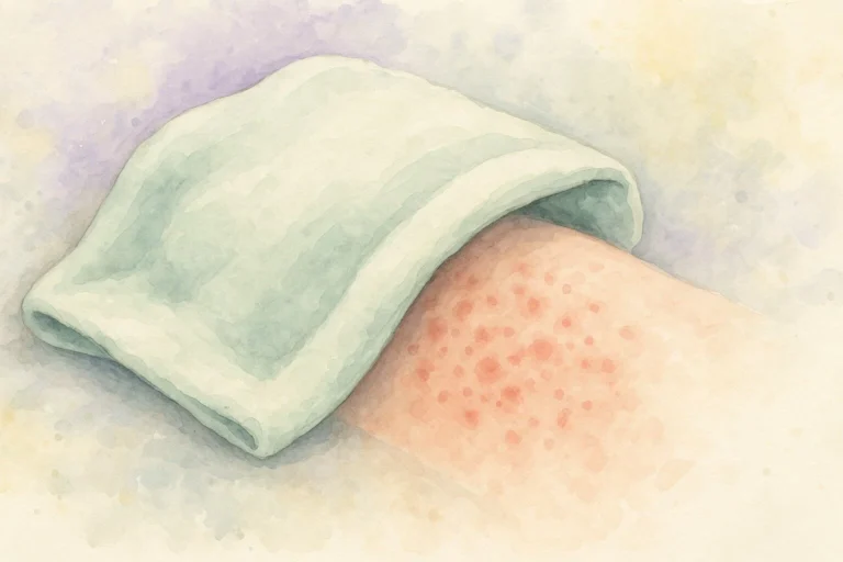 Kølende oliekomprimering mod udslæt