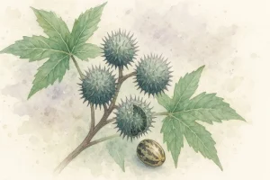 Ren ricinusplante og frø tæt oppefra