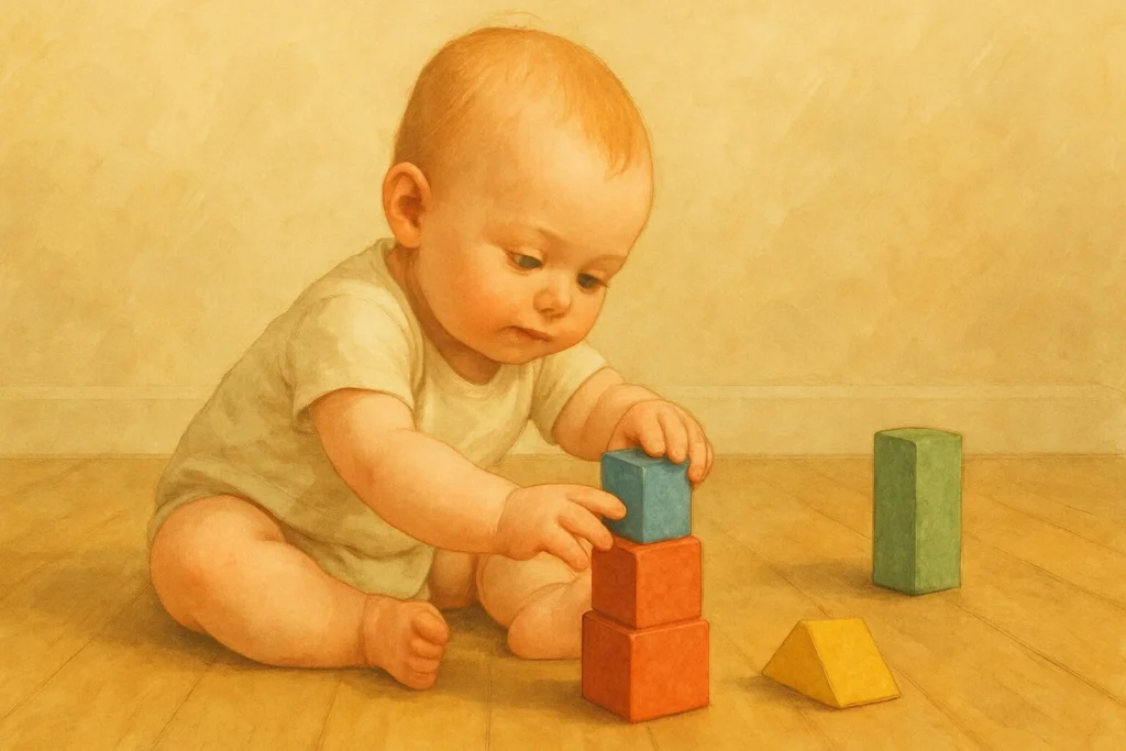 Baby leger på gulvet