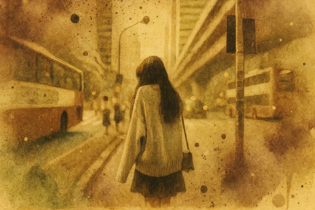 Kvinde der skjuler sig i sig selv