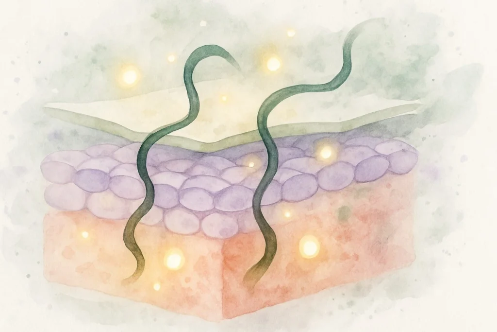 Hudens celler badet i naturlig glød