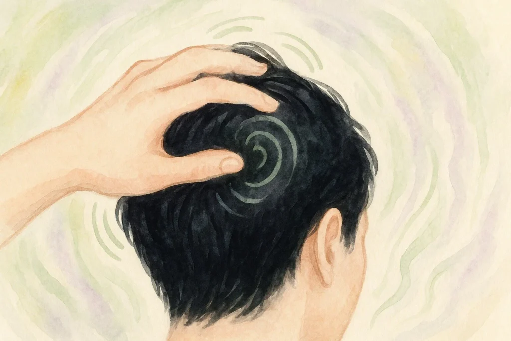 Hovedbundsmassage i runde retninger