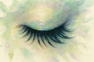 øjenvipper med et skær af olie