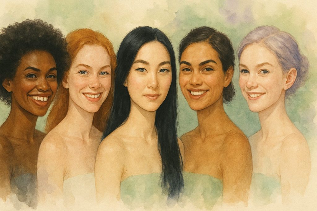 5 kvinder med 5 forskellige hudtyper