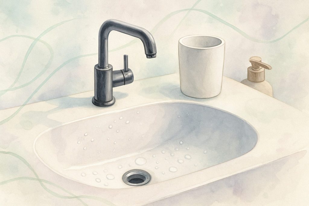 Håndvask med vanddråber på kanten