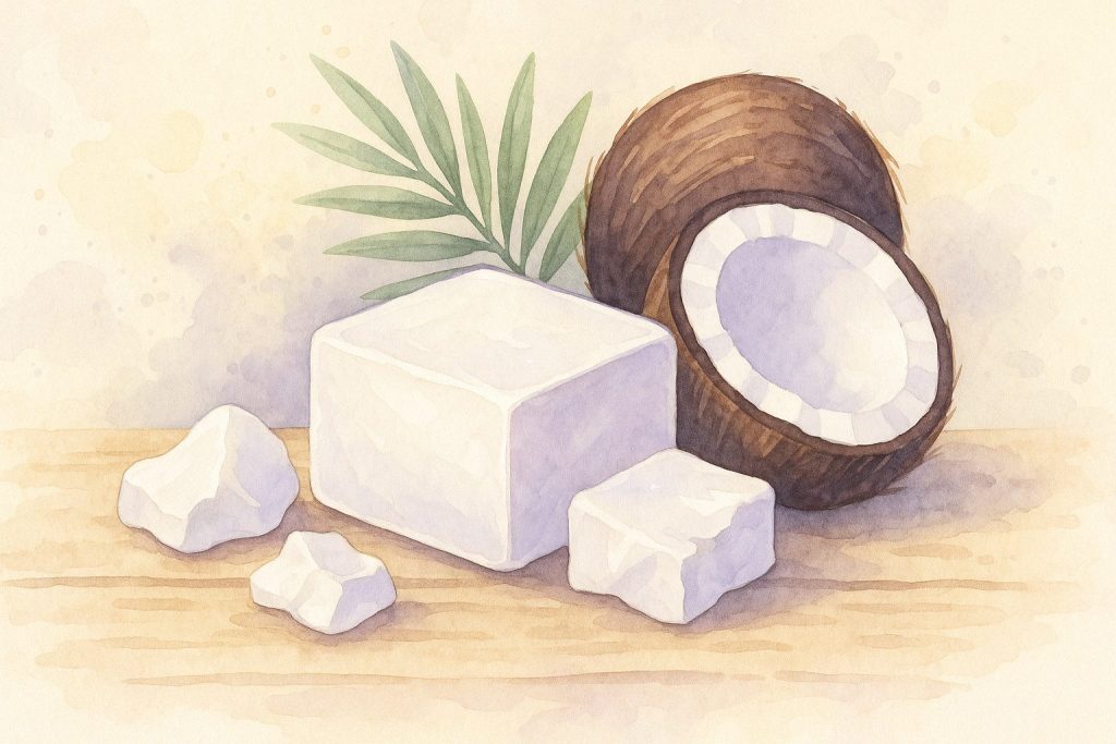 Hvid, skinnende kokosolie sæbe
