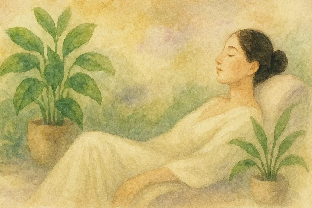 Kvinde der slapper af i lænestol