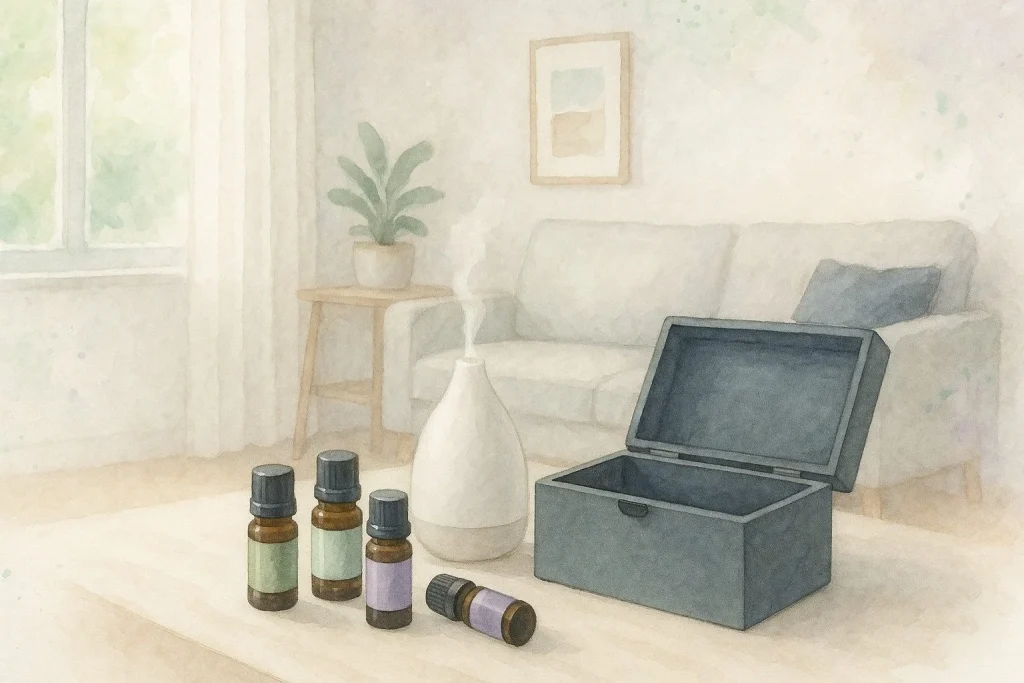 Nordisk inspireret hjemmemiljø med et lille aromahjørne