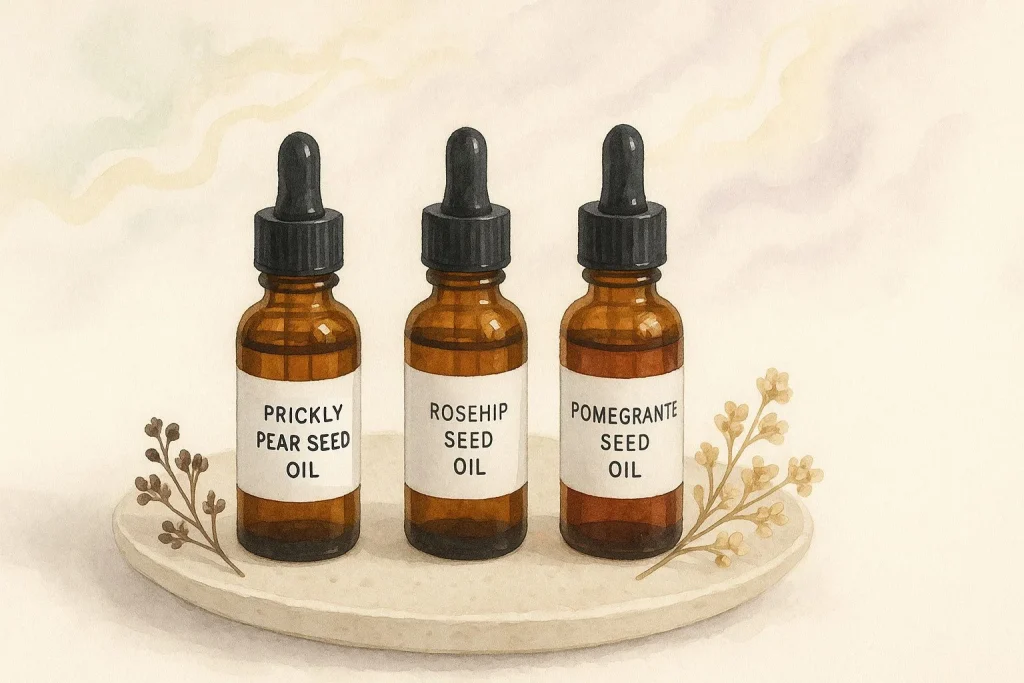 Figenkaktusolie, Hybenkerneolie og Granatæbleolie