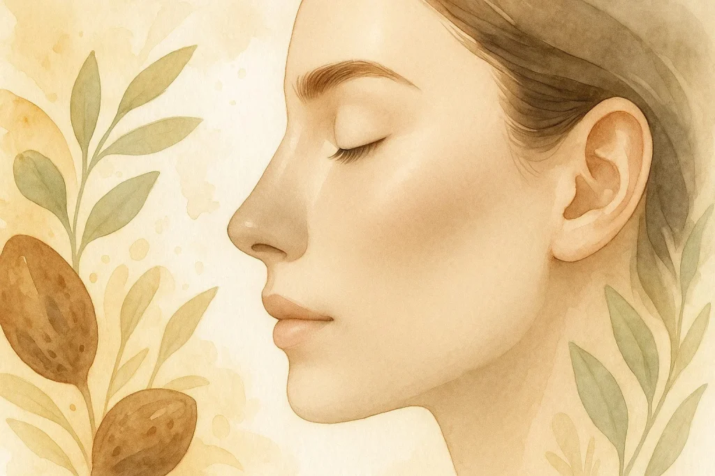 Fokus på en T zone (pande og næse) set i profil