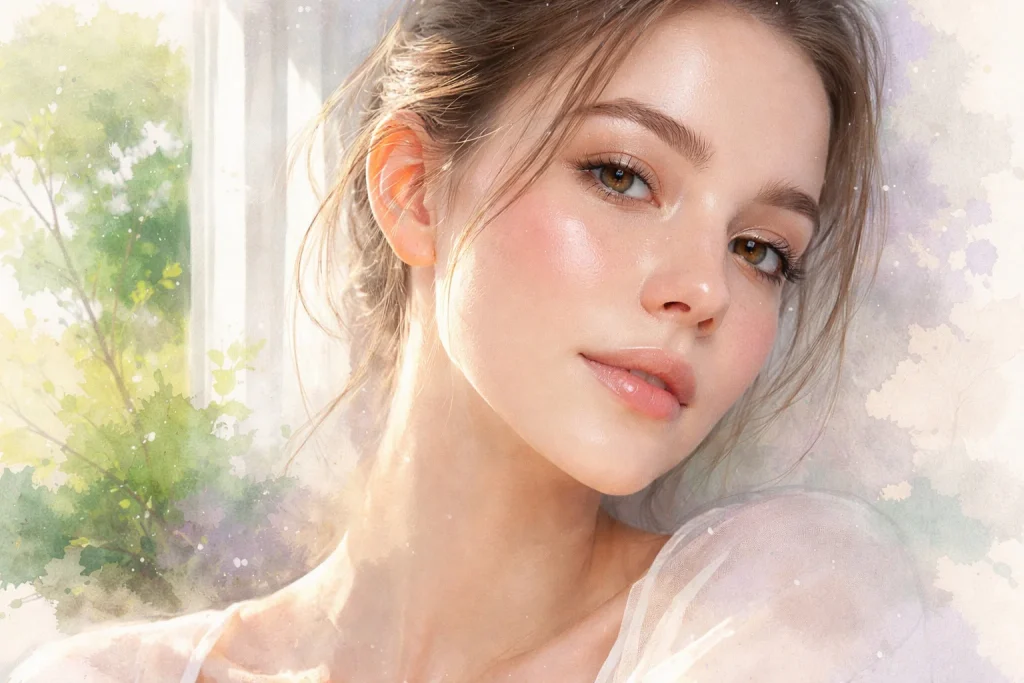 Kvinde mod muren fugtet ansigt