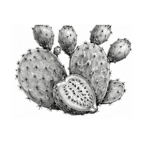 Figenkaktusfrøolie – botanisk illustration