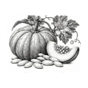 Græskarkerneolie – botanisk illustration