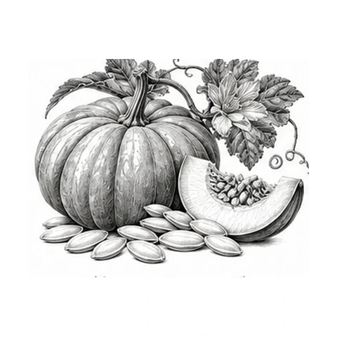 Græskarkerneolie – botanisk illustration