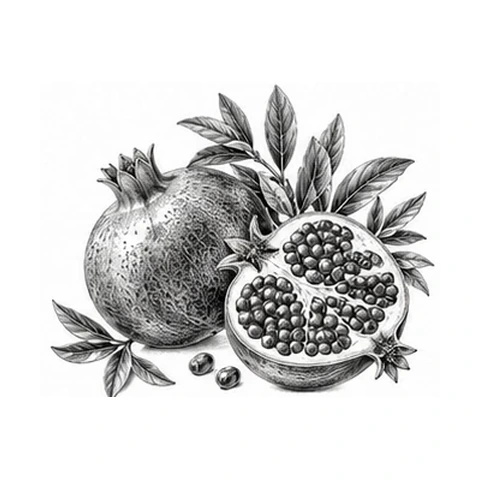 Granatæblekerneolie – botanisk illustration