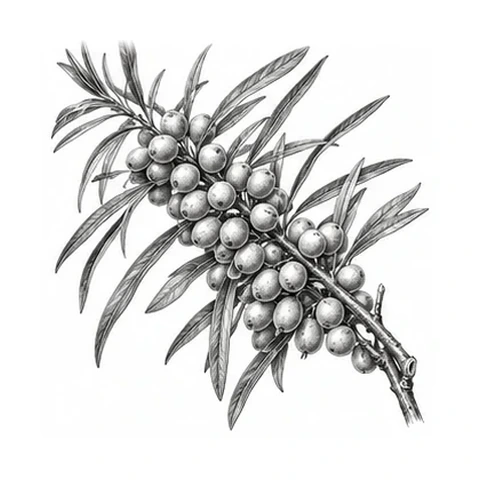 Havtornfrugtkødsolie – botanisk illustration
