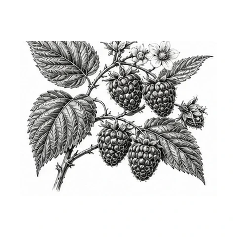 Hindbærfrøolie – botanisk illustration