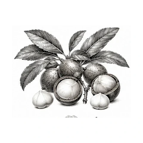 Macadamiaolie – botanisk illustration