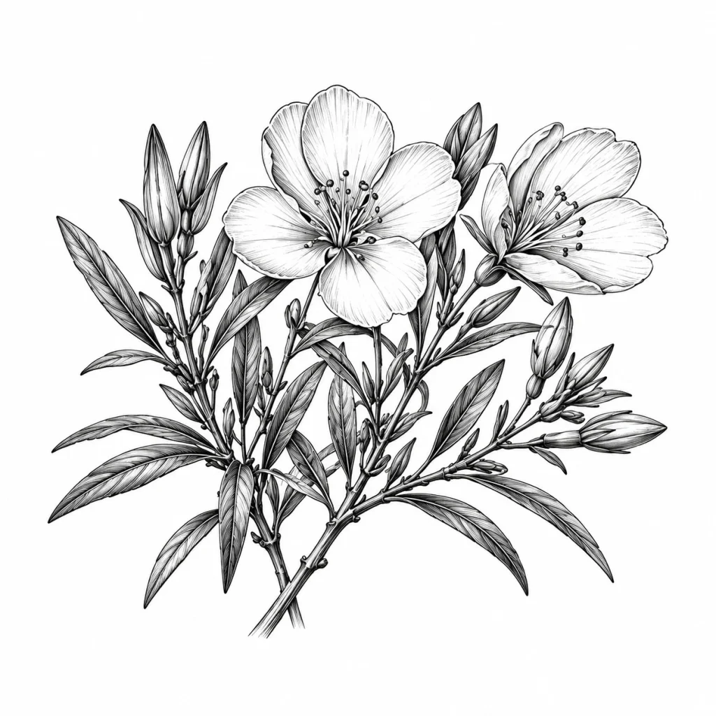 Kæmpenatlysolie – botanisk illustration